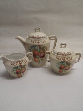 ANTIQUE Hermann Ohme Porcelain "Old Ivory" - 3-Piece Service, NO Blemishes, NICE